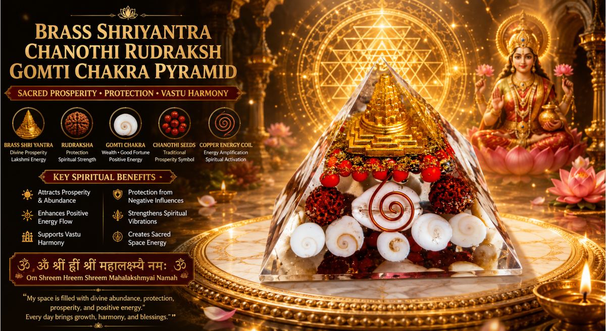 BRASS SHRIYANTRA, CHANOTHI,
RUDRAKSH, KODI & GOMTI
CHAKRA DHANTERAS PUJA
PYRAMIDS