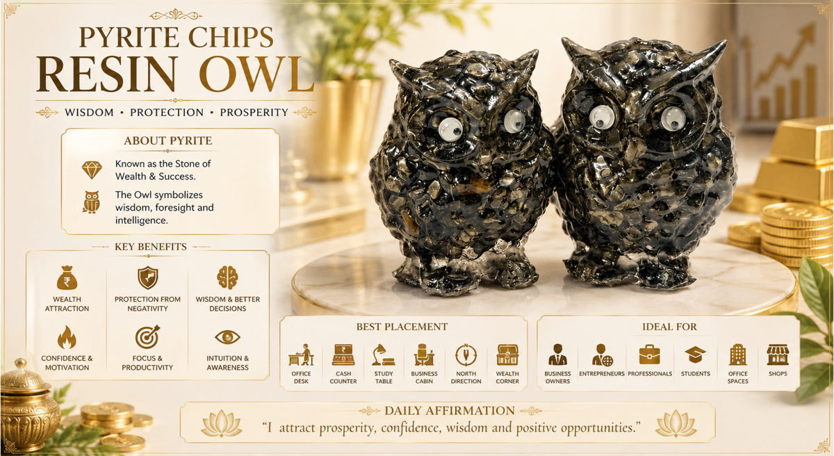 PYRITE CHIPS RESIN OWL