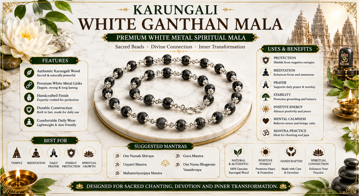 Karungali Natural Metal White Ganthan Mala