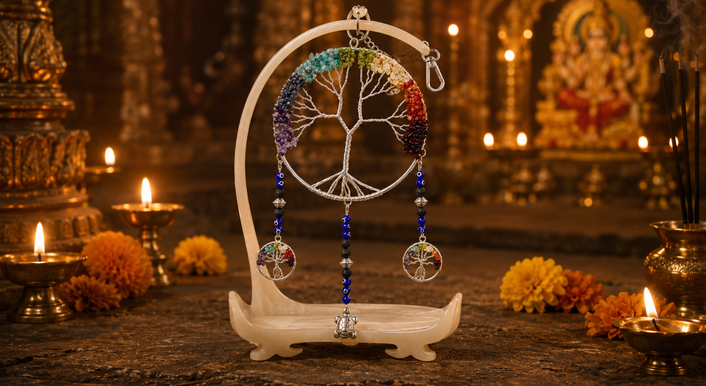 Chakra Stones Tree of Life 6" with Tortoise Door Hanging