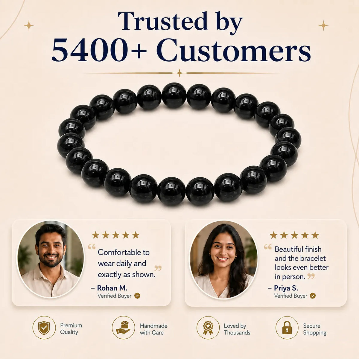 Natural Black tourmaline 8mm Bracelet