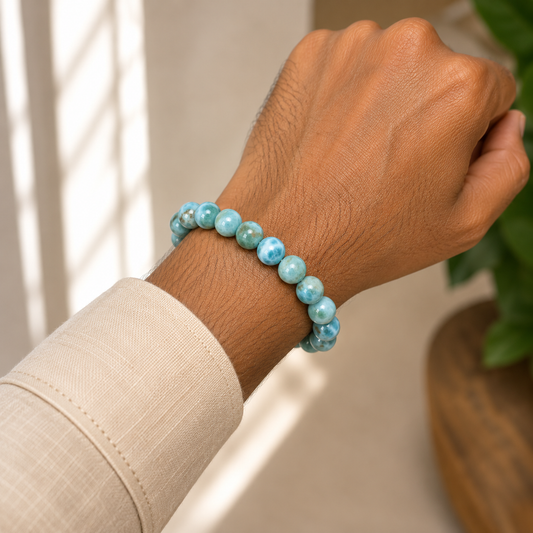 Natural Larimar 8mm Bracelet