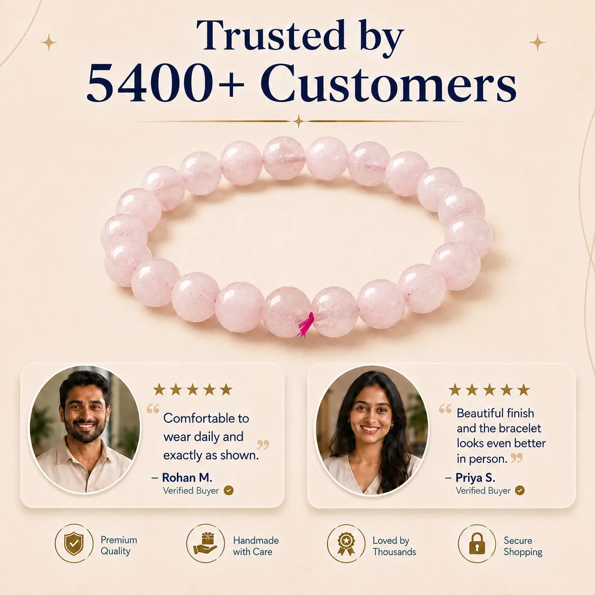 Natural Rose quartz 8mm Bracelet
