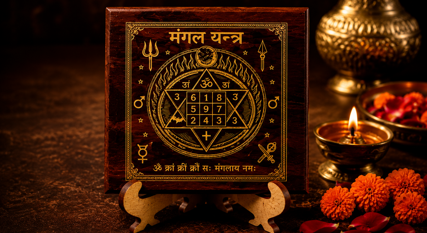 Mars (Mangal) Grah Yantra Plate with Stand