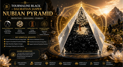 TOUMALINE BLACK + 
DALMANTION JASPER NUBIAN 
PYRAMIDS