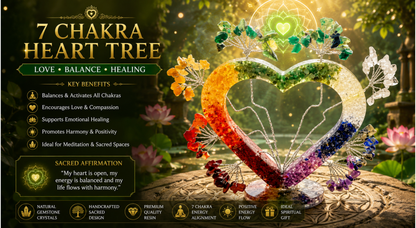 7 CHAKRA STONES HEART RESIN 
GEMSTONES TREES