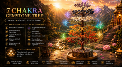 7 CHAKRA STONES 300 BEADS TREE 
WITH WOODEN BASE