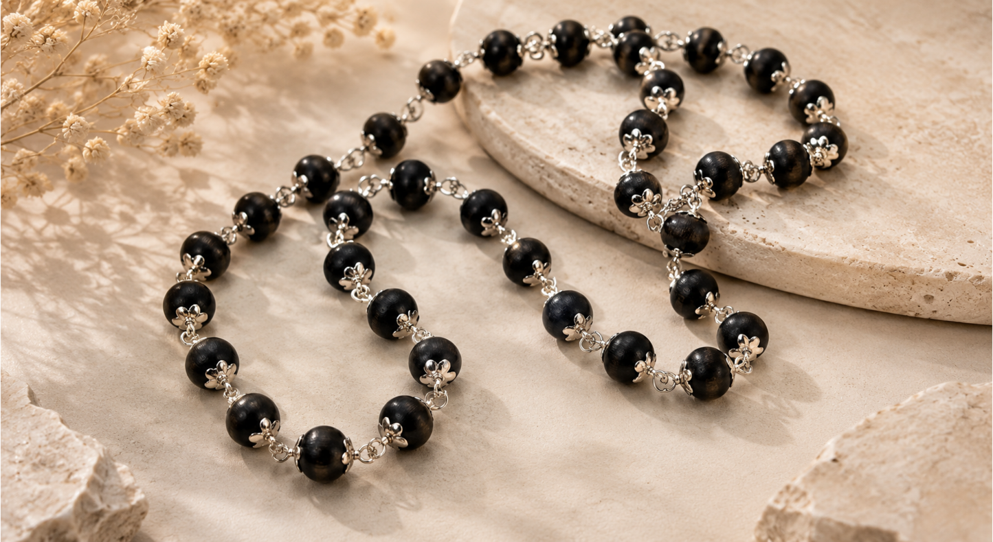 Karungali Natural Metal White Ganthan Mala
