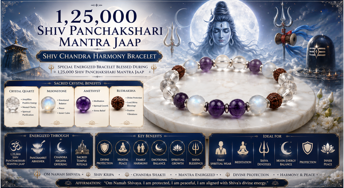 1,25,000 SHIV PANCHAKSHARI MANTRA JAAP - SHIV CHANDRA HARMONY BRACELET