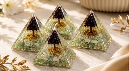 GREEN AVENTURINE + GARNET 
NUBIAN PYRAMIDS