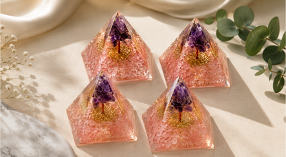 ROSE QUARTZ + AMETHYST 
NUBIAN PYRAMIDS
