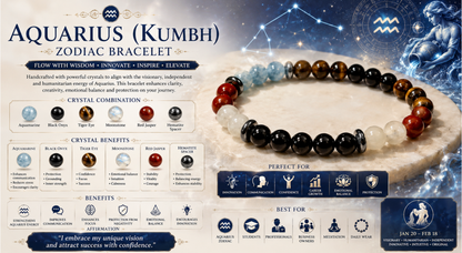 Aquarius (Kumbh) Zodiac 8mm Bracelet