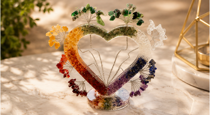 7 CHAKRA STONES HEART RESIN 
GEMSTONES TREES