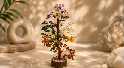 7 CHAKRA STONES 300 BEADS TREE 
WITH WOODEN BASE