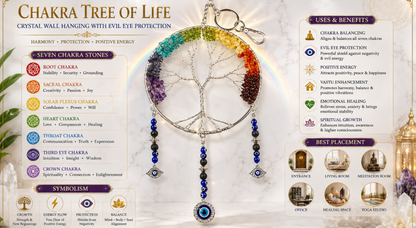 Chakra Stones Tree of Life 6" with Evil Eye Wall Hanging
