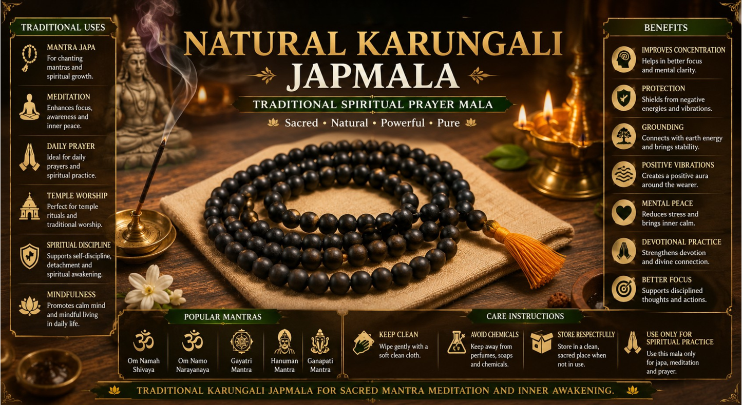 Natural Karungali Beads Japmala