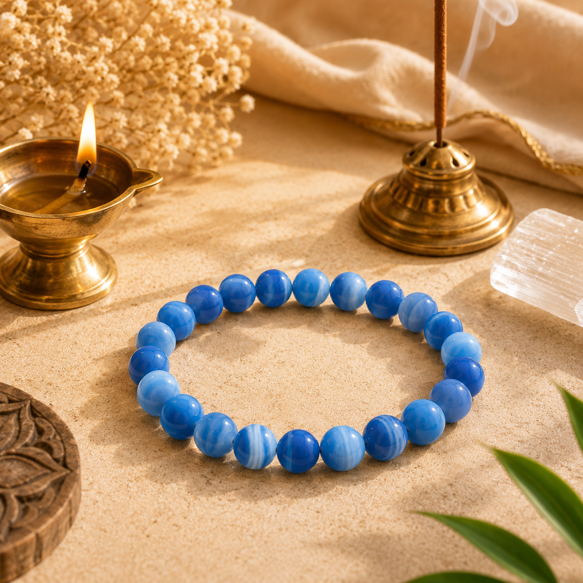 Natural Blue Lace Agate 8mm Bracelet