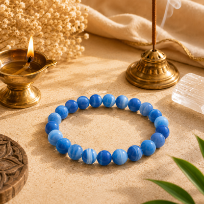 Natural Blue Lace Agate 8mm Bracelet
