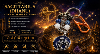 Sagittarius (Dhana) Zodiac Beads Keyring with Lapis Lazuli Pendant