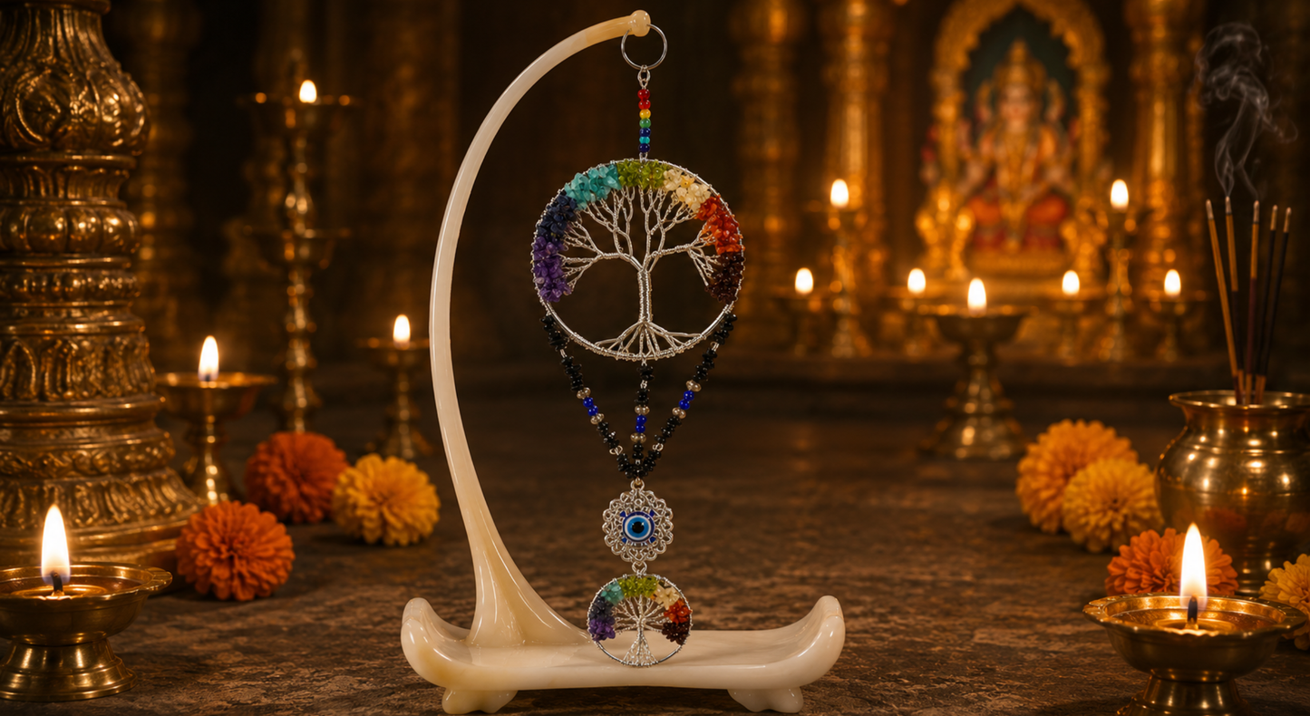 Chakra Stones Tree of Life 6" with Tourmaline Chips Wall Hanging