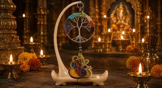 Chakra Stones Tree of Life 6" with Ganesha Wall Hanging