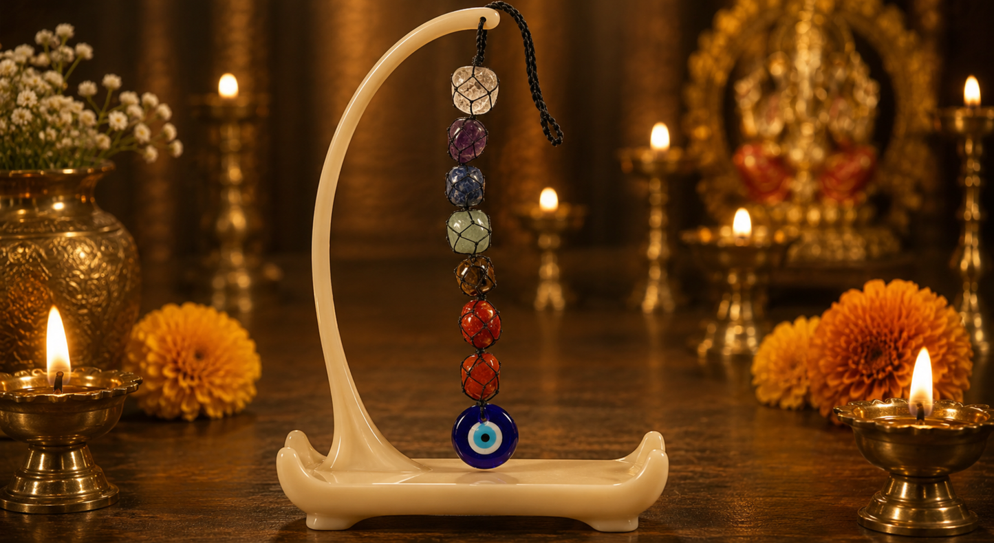 Chakra Stones Tumble Stones with Evil Eye Hanger