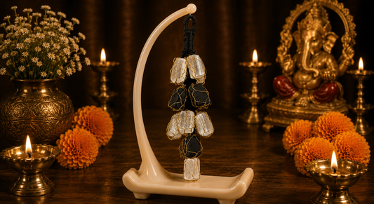 Selenite White + Tourmaline Black Hanger