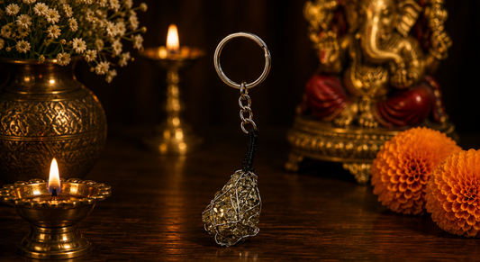 Pyrite Cluster Keychain