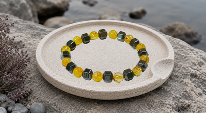 Abundance Grounding - Citrine + Hematite 8mm Bracelet