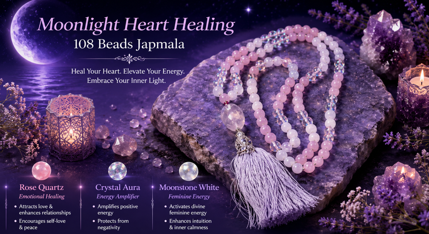 Moonlight Heart Healing Japmala (108 Beads)