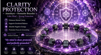 Clarity Protection - Amethyst 10mm + Hematite Bracelet