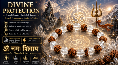 Divine Protection - Crystal Quartz + Rudraksh Bracelet