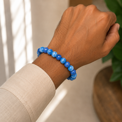 Natural Blue Lace Agate 8mm Bracelet
