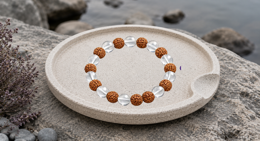 Divine Protection - Crystal Quartz + Rudraksh Bracelet