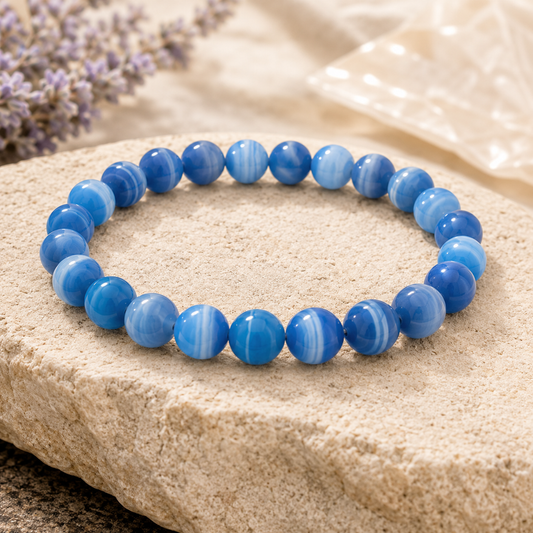 Natural Blue Lace Agate 8mm Bracelet