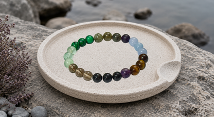 Psychic Defence Bracelet (Flourite+Malachite+Labradorite)