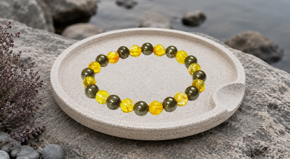 Wealth & Happiness - Citrine + Pyrite Bracelet