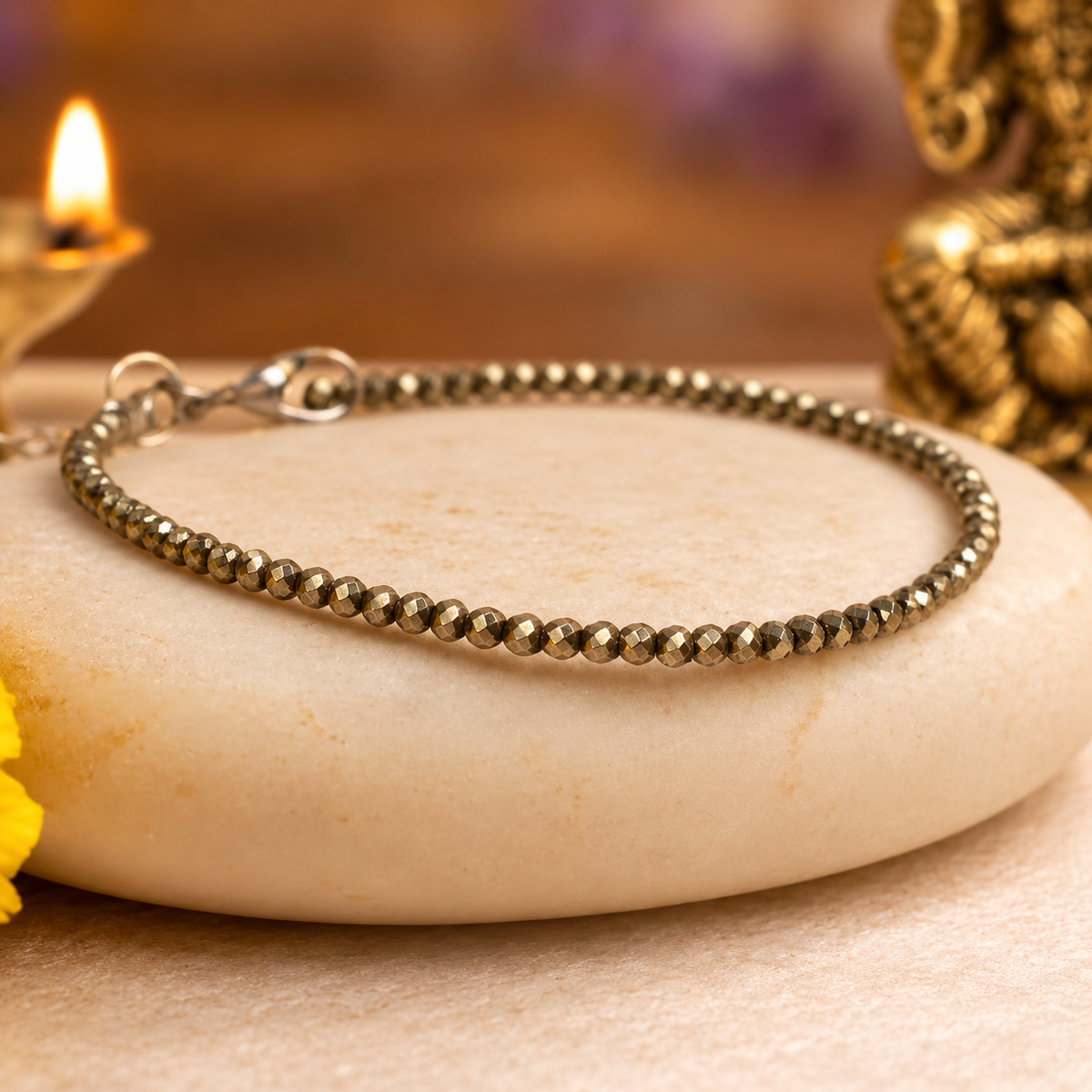 Maha Lakshmi Siddh Raw Pyrite Anklet