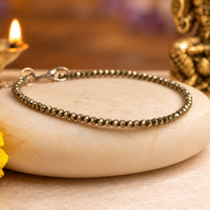 Maha Lakshmi Siddh Raw Pyrite Anklet