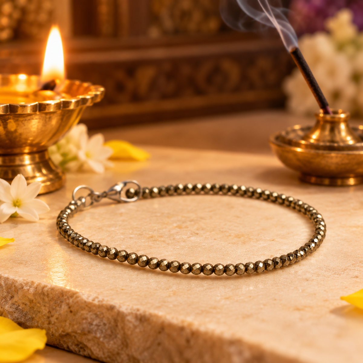 Maha Lakshmi Siddh Raw Pyrite Anklet
