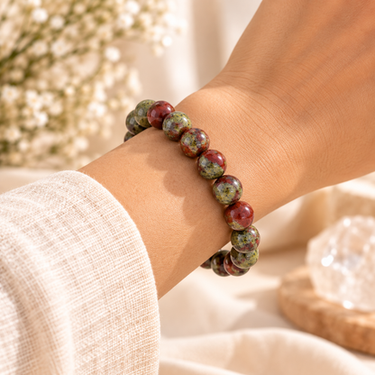 Natural Dragon Blood Jasper 8mm Bracelet