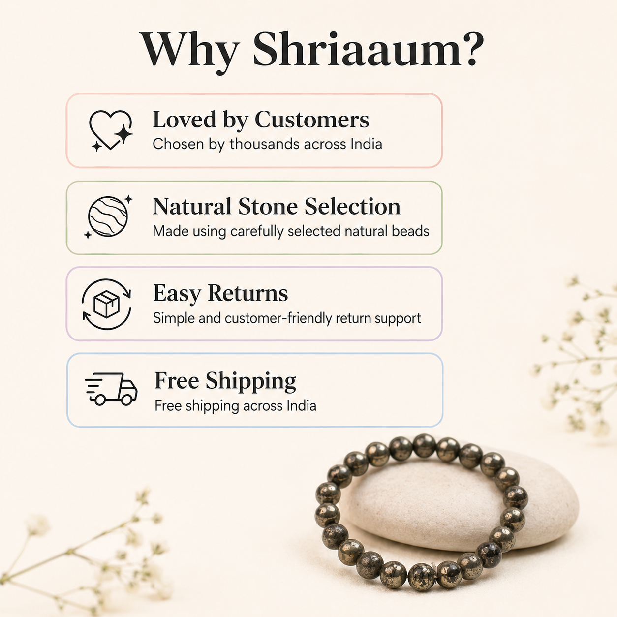 Shree Dhan – Pyrite 8mm Bracelet
