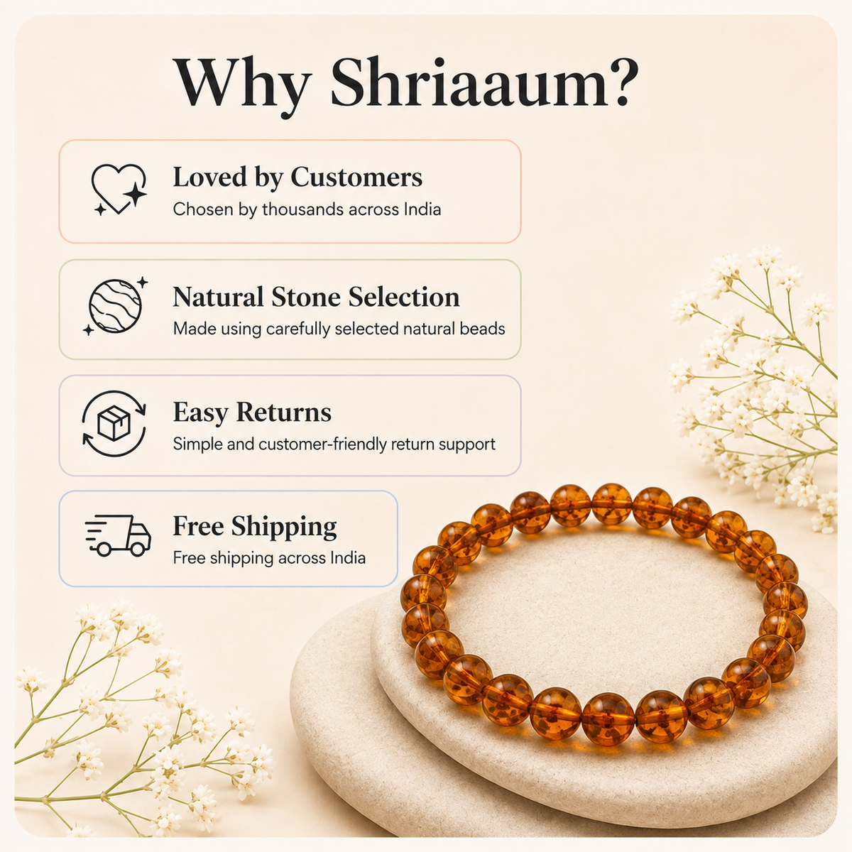 Natural Amber 8mm Bracelet