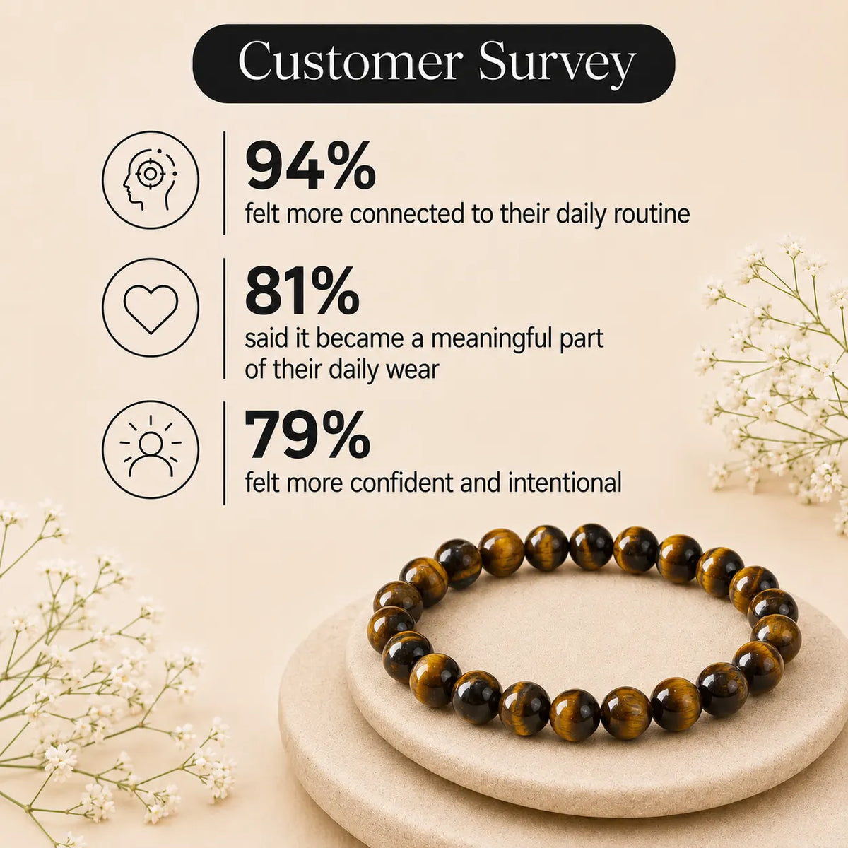 Natural Tigers Eyes 8mm Bracelet