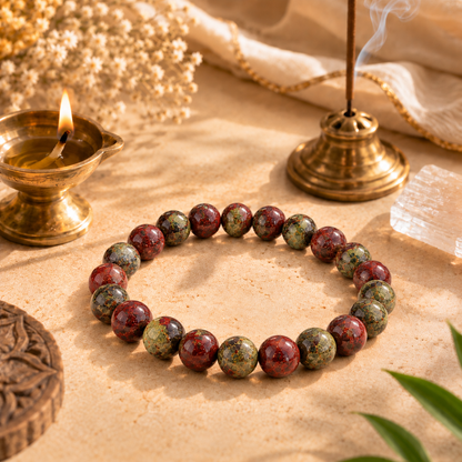 Natural Dragon Blood Jasper 8mm Bracelet