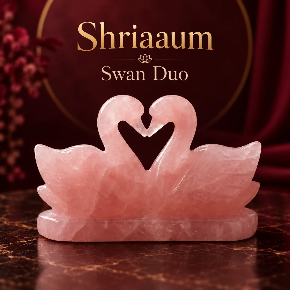 Natural Swan Duo-Rose quartz Love Birds