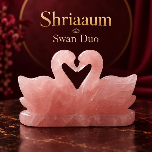 Natural Swan Duo-Rose quartz Love Birds