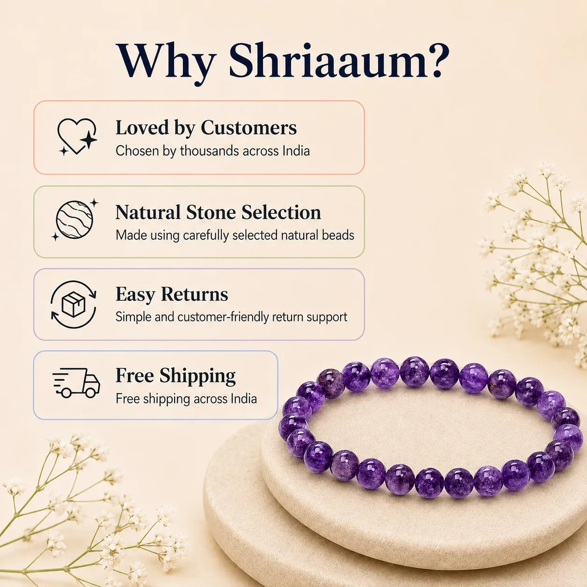 Natural Amethyst-8mm Bracelet