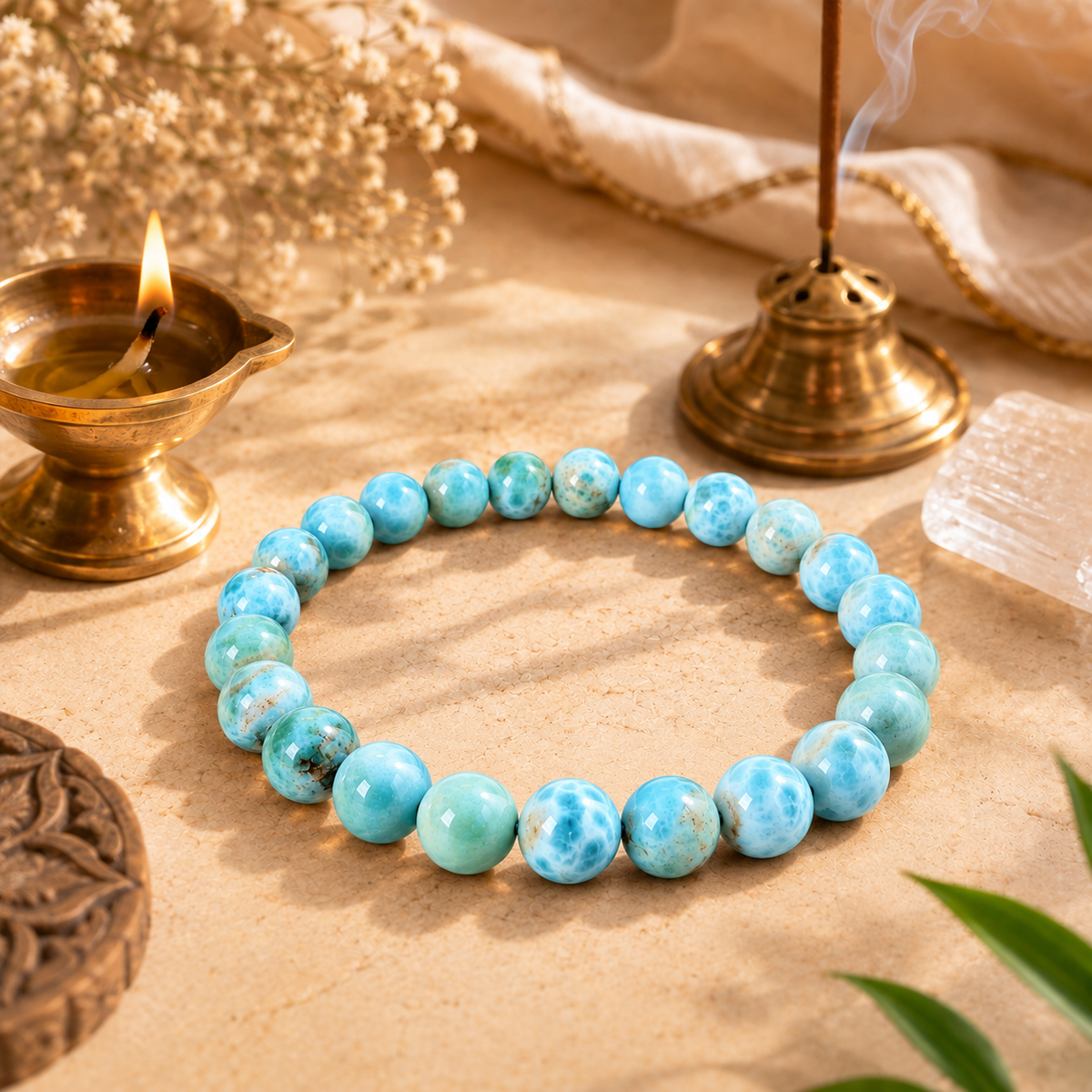 Natural Larimar 8mm Bracelet