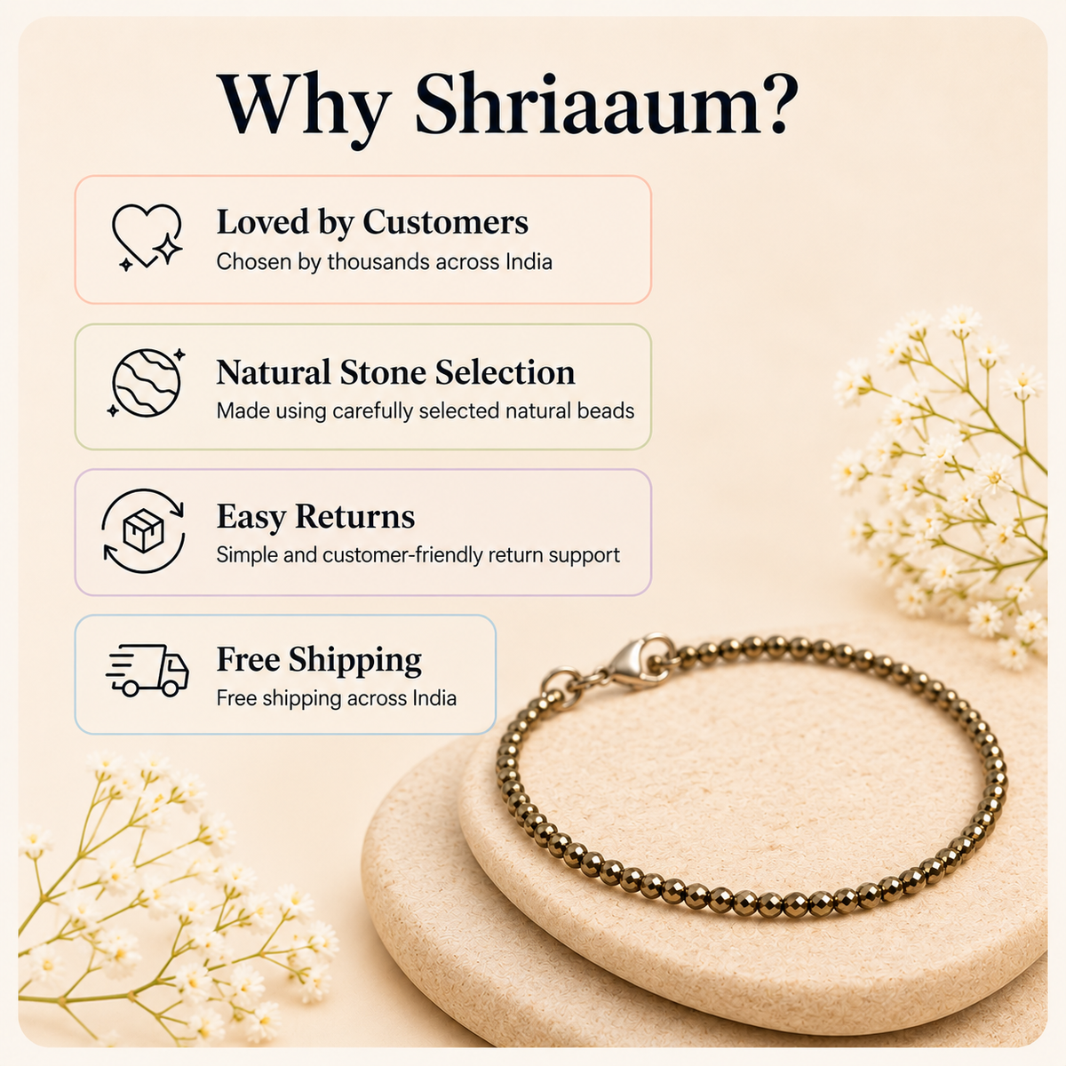Maha Lakshmi Siddh Raw Pyrite Anklet